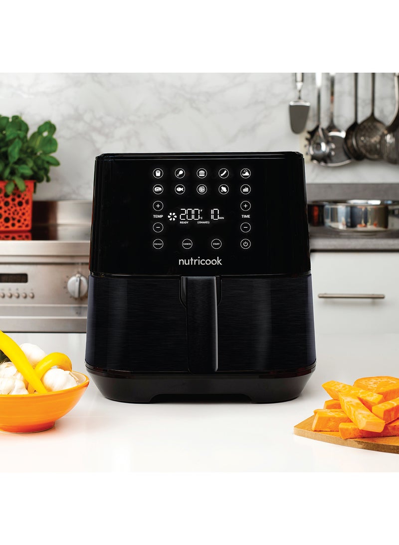 Air Fryer 2 Led One Touch Screen With 10 Presets, Preheat Celsius To Fahrenheit Conversion Auto Shut Off And Shake Reminder 5.5 L 1700 W AF205K Black