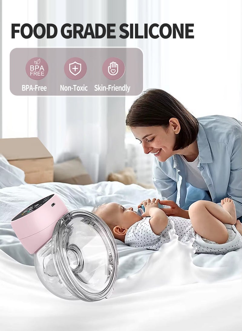 Wearable Electric Breast Pump, Portable Anti-Reflux Breast Pump, 3 Modes and 9 Levels Touch Screen LED Display, USB Rechargeable, Ultra Quiet and Painless, Memory Function, Massageable