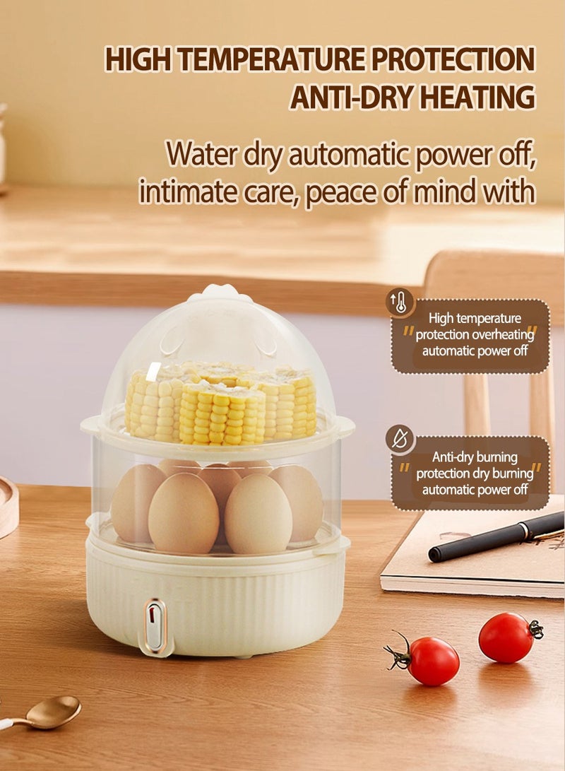 Multi-function Electric Fast Egg Boiler, Double Decker Breakfast Egg Cooker, Steamer for Cooking Eggs, Steaming Food, Heating Food