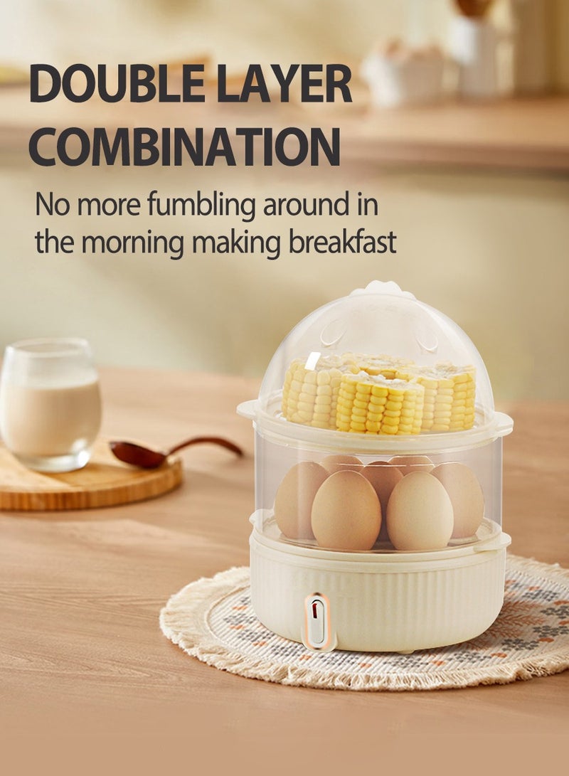 Multi-function Electric Fast Egg Boiler, Double Decker Breakfast Egg Cooker, Steamer for Cooking Eggs, Steaming Food, Heating Food