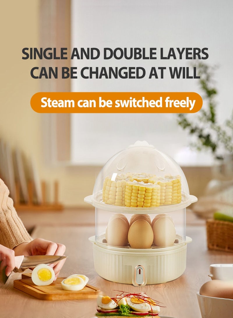 Multi-function Electric Fast Egg Boiler, Double Decker Breakfast Egg Cooker, Steamer for Cooking Eggs, Steaming Food, Heating Food