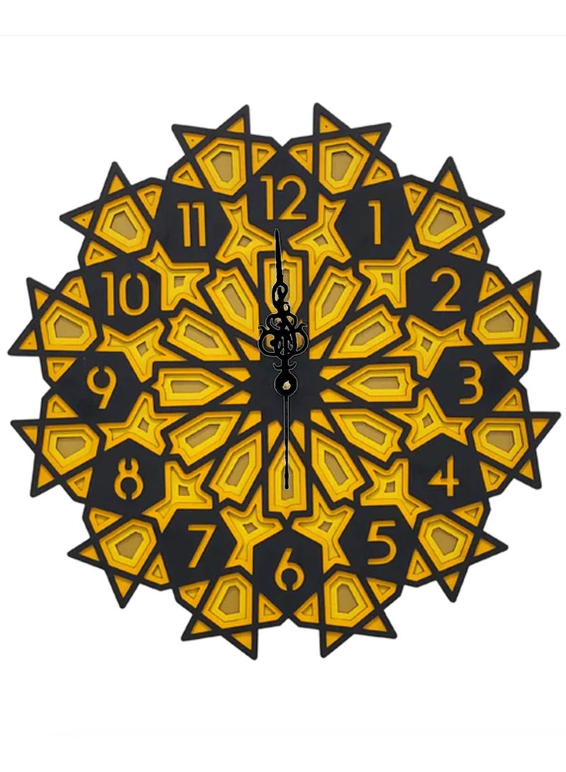 Mandala Art Wall Clock- Big Size (18 x 18 inches), Multilayered Wooden Structure