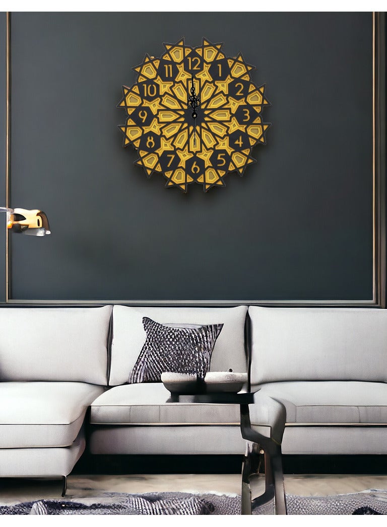 Mandala Art Wall Clock- Big Size (18 x 18 inches), Multilayered Wooden Structure