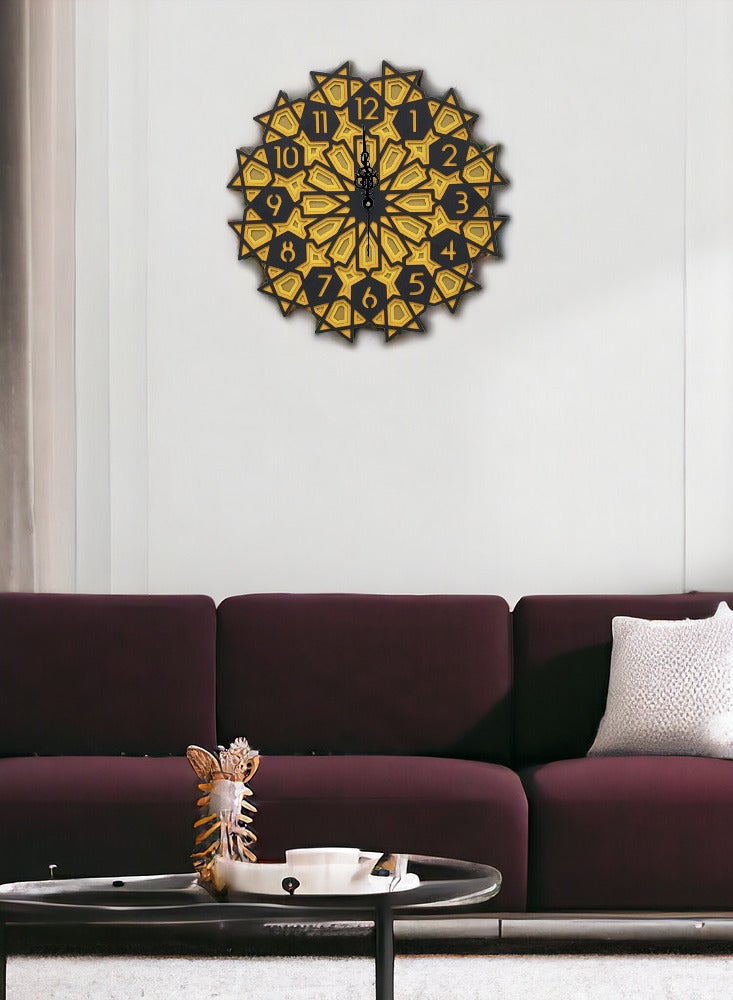 Mandala Art Wall Clock- Big Size (18 x 18 inches), Multilayered Wooden Structure