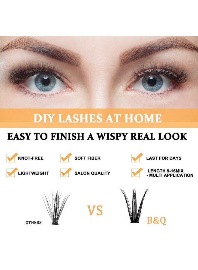 Lash Clusters 40D0.07D18 B&Q Lash Individual Lashes 280 Clusters False Eyelash 30D 40D 50D Lash Clusters Extensions Individual Lashes Cluster Diy Eyelash Extensions At Home (40D0.07D,18Mm)