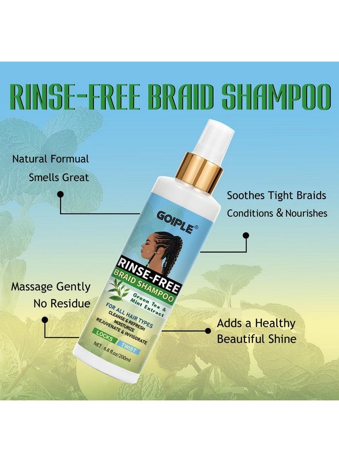 Braid Shampoo Rinsefree Shampoo For Braid No Water Shampoo For Locs Braids Twists Weaves Dry Shampoo Dreadlock Shampoo For Buildup Odor Itch & Flakes No Residue Chemical Free 6.8 Fl Oz