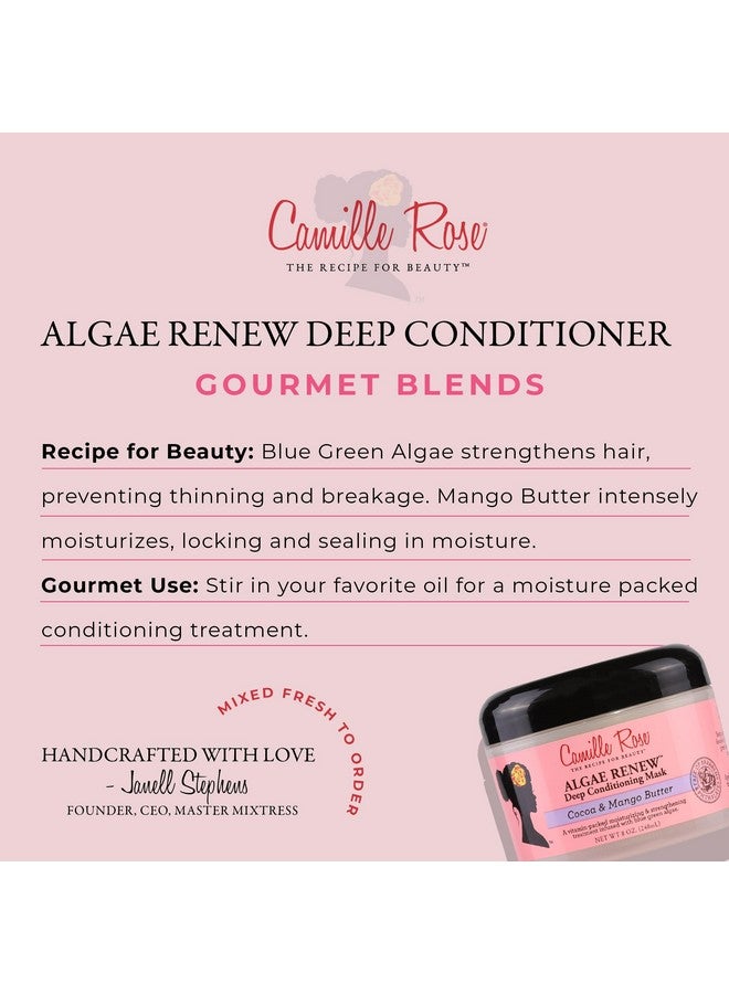 Algae Renew Deep Conditioning Hair Mask With Peppermint Blue Green Algae & Mango Butter To Strengthen And Moisturize For All Hair Types 8 Oz