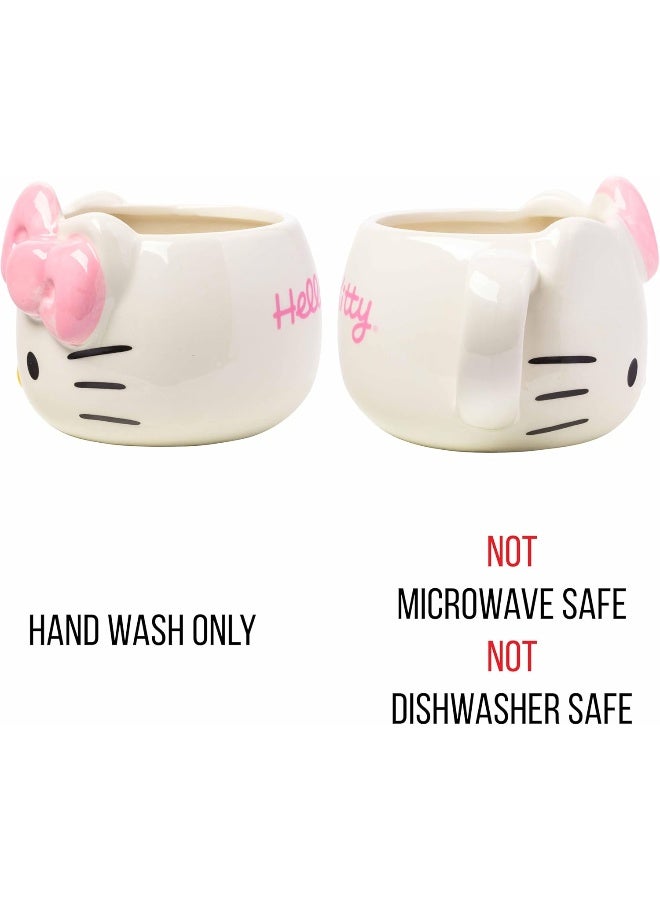 Hello Kitty Pink Bow Ceramic 3D Sculpted Mug, 20 Ounces