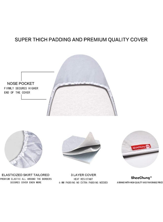 Ironing Board Cover And Pad For Extra Wide 18 X 49 Ironing Boards, Premium Heavy Duty 3-Layer Silicone Coated Cover With 2Mm Foam And 4Mm Felt, Resists Scorching And Staining