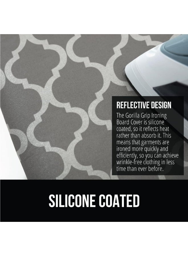 The Original Ironing Board Cover, Silicone Coating, Full Size Scorch Resistant Padding, Elastic Edge, Heavy Duty Iron Pad Covers Standard Boards, Hook And Loop Fastener Strap, Quatrefoil