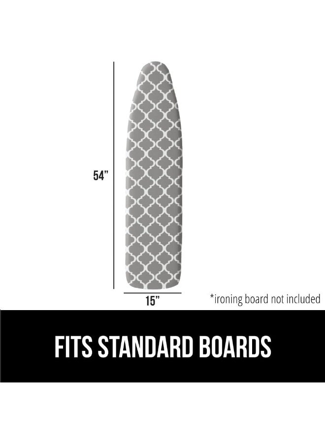 The Original Ironing Board Cover, Silicone Coating, Full Size Scorch Resistant Padding, Elastic Edge, Heavy Duty Iron Pad Covers Standard Boards, Hook And Loop Fastener Strap, Quatrefoil