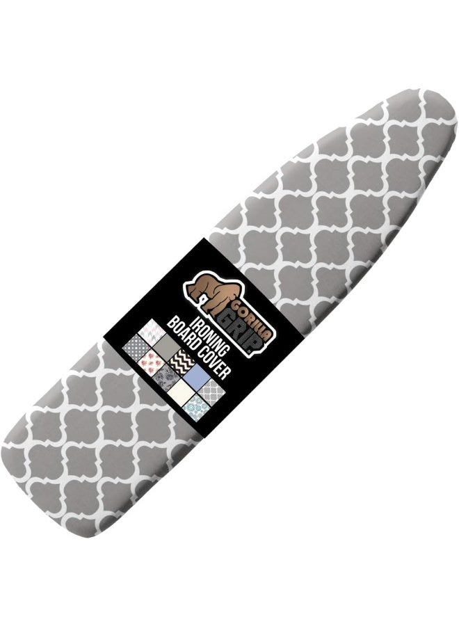 The Original Ironing Board Cover, Silicone Coating, Full Size Scorch Resistant Padding, Elastic Edge, Heavy Duty Iron Pad Covers Standard Boards, Hook And Loop Fastener Strap, Quatrefoil
