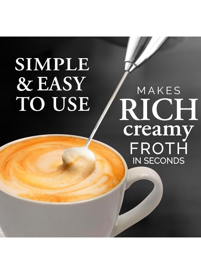 Zulay Executive Series Ultra Premium Gift Milk Frother For Coffee With Deluxe, Radiant Finish - Coffee Frother Handheld Foam Maker - Electric Milk Frother Handheld For Lattes Premium Uv Silver