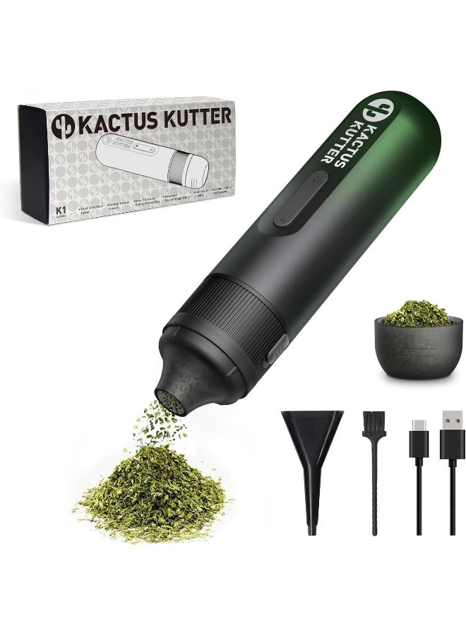 Kactuskutter  K1 Electric Spice Grinder Battery Powered Automatic Portable For Kitchen Herb Grinding - Holds Up To 2 Gram (Shadowed Emerald)