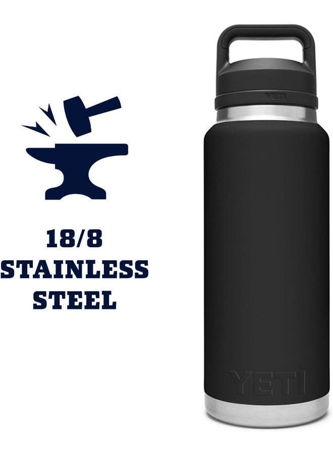 Rambler 36 Oz Bottle, Vacuum Insulated, Stainless Steel With Chug Cap, Black