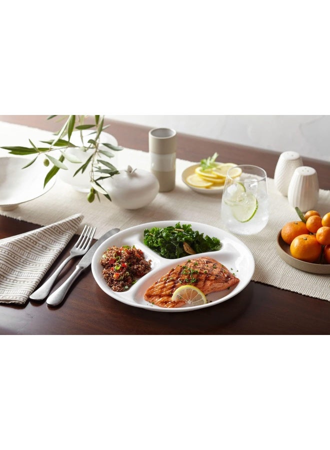 Livingware Divided Plate, 10-1/4-Inch, Winter Frost White
