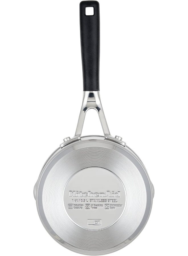 Saucepan With Pour Spouts, 1 Quart, Brushed Stainless Steel