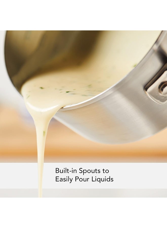 Saucepan With Pour Spouts, 1 Quart, Brushed Stainless Steel