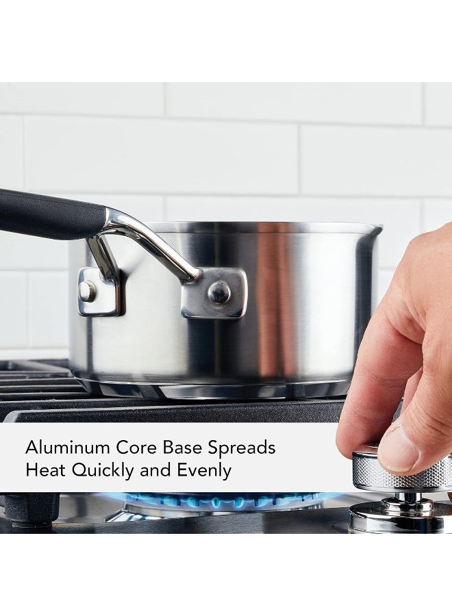 Saucepan With Pour Spouts, 1 Quart, Brushed Stainless Steel