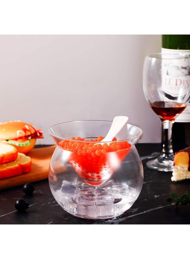 Glass Caviar Chiller Server Set with Caviar Spoons