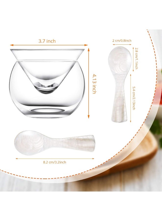 Glass Caviar Chiller Server Set with Caviar Spoons
