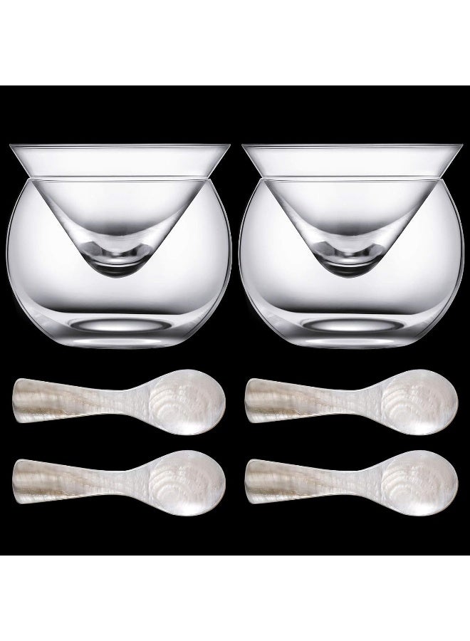 Glass Caviar Chiller Server Set with Caviar Spoons