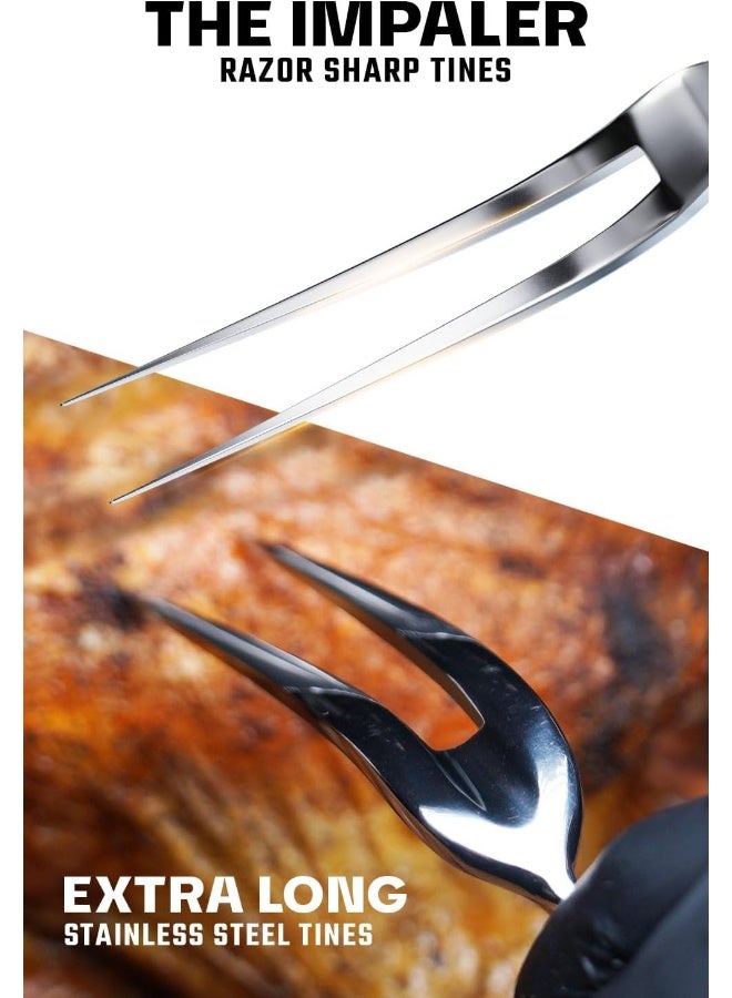 Meat Fork - 7.7 inch - Valhalla Series - 9CR18MOV HC Steel BBQ - Celestial Resin  Wood Handle