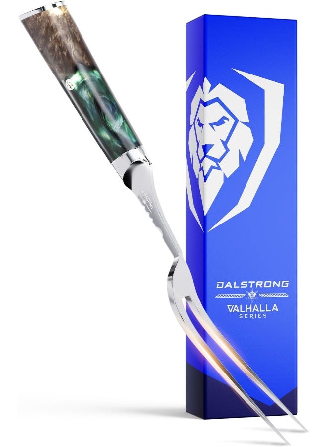 Meat Fork - 7.7 inch - Valhalla Series - 9CR18MOV HC Steel BBQ - Celestial Resin  Wood Handle