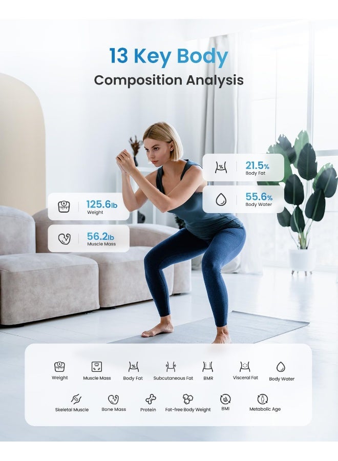 Smart Scale For Body Weight, Fsa Hsa Eligible, Digital Bathroom Scale Bmi Weighing Bluetooth Body Fat Scale, Body Composition Monitor Health Analyzer With Smartphone App, 400 Lbs