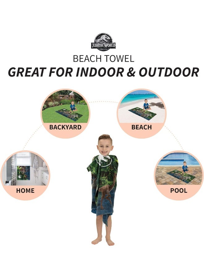 Kids Super Soft Cotton Bath/Pool/Beach Towel, 58 In X 28 In, Jurassic World