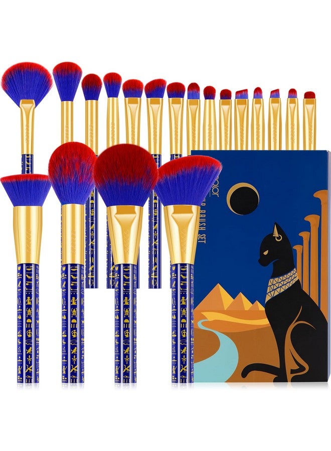 Makeup Brushes 19Pcs Makeup Brush Set Premium Gift Synthetic Powder Kabuki Foundation Contour Blush Concealer Eye Shadow Blending Liner Make Up Brush Kit, Ancient Egyptian Series