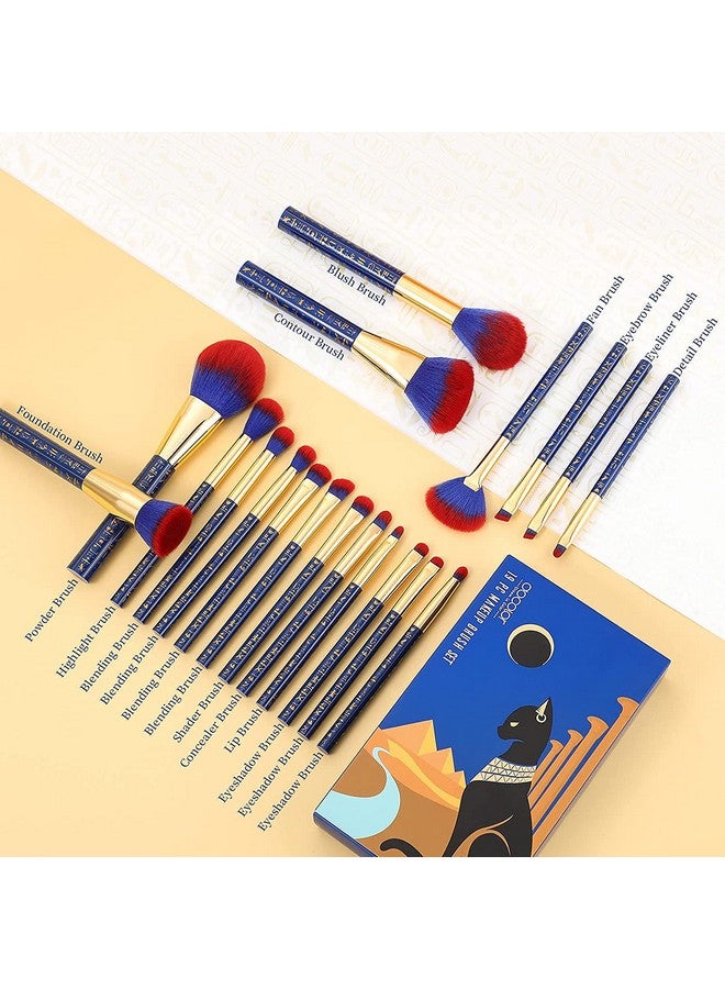 Makeup Brushes 19Pcs Makeup Brush Set Premium Gift Synthetic Powder Kabuki Foundation Contour Blush Concealer Eye Shadow Blending Liner Make Up Brush Kit, Ancient Egyptian Series