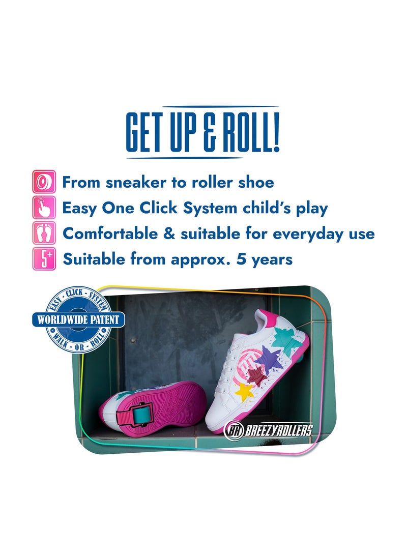 BREEZY ROLLERS shoes with wheels for children, Roller skates sneakers kids, From children's street shoes to roller skates in a few seconds, Patented click system, Trainers with wheels for girls & boys