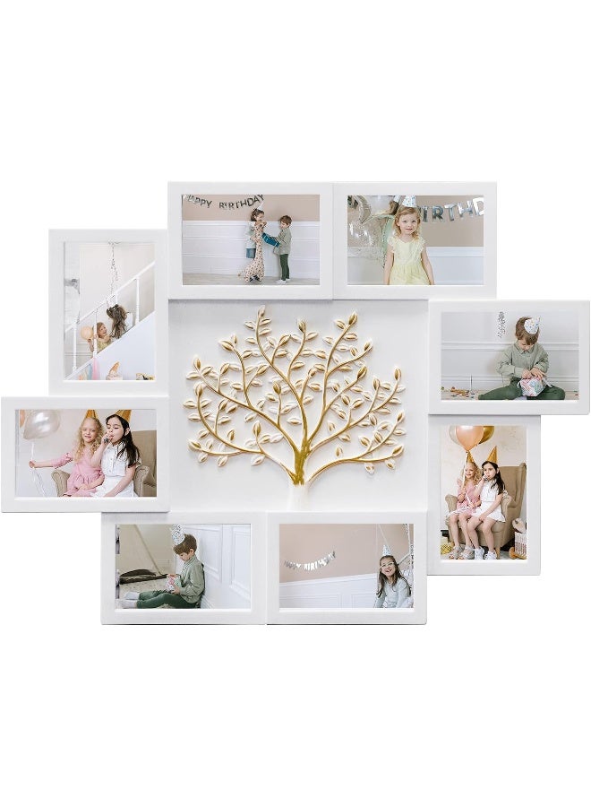 - 8 Photo Collage Frame For Wall 4X6 Picture Frame Collage With Tree Decor Collage Picture Frames For Wall Family Photo Frames For Home Living Room - White