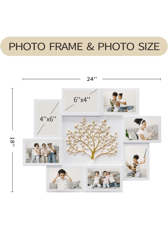 - 8 Photo Collage Frame For Wall 4X6 Picture Frame Collage With Tree Decor Collage Picture Frames For Wall Family Photo Frames For Home Living Room - White