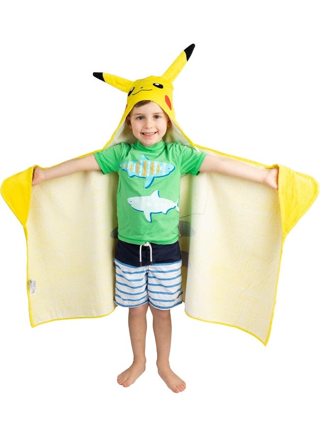 Pokemon Pikachu Bath/Pool/Beach Soft Cotton Terry Hooded Towel Wrap