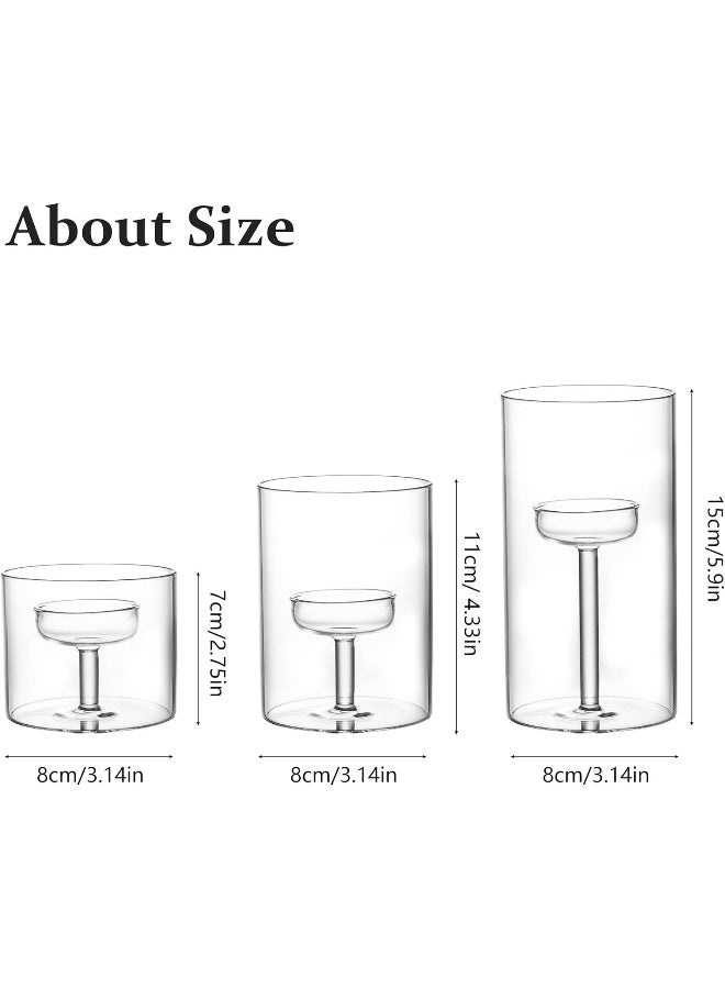 Set Of 3 Cylinder Glass Decorative Hurricane Candle Holder Clear Votive Candle Holders Table Centerpieces For Dining Room Wedding Parties Home Decorations