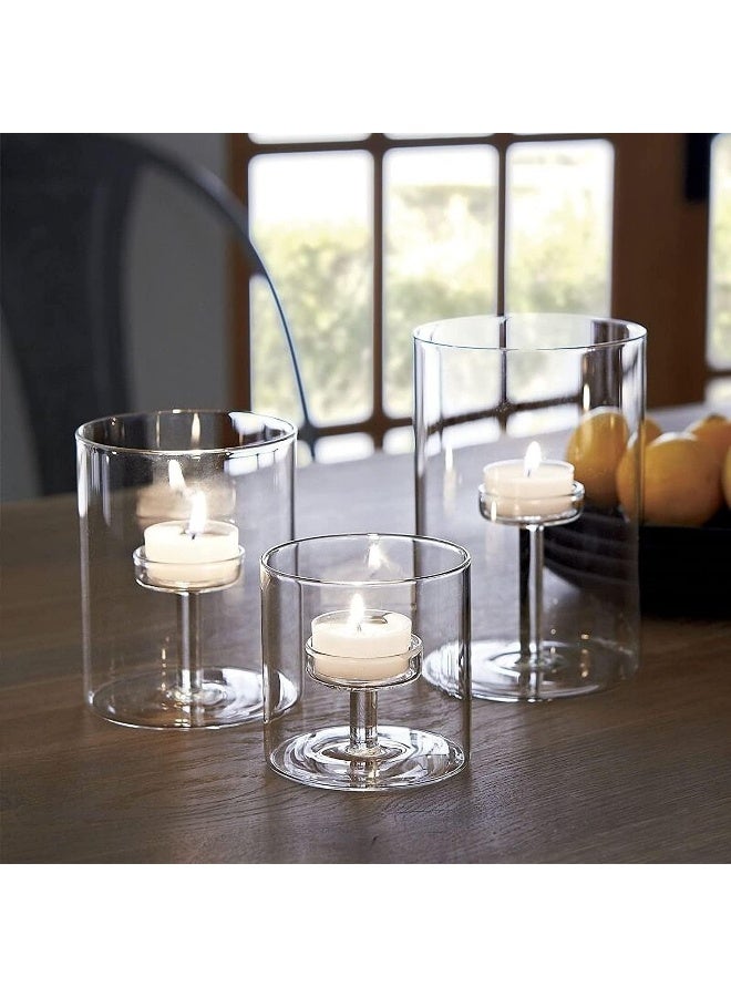 Set Of 3 Cylinder Glass Decorative Hurricane Candle Holder Clear Votive Candle Holders Table Centerpieces For Dining Room Wedding Parties Home Decorations