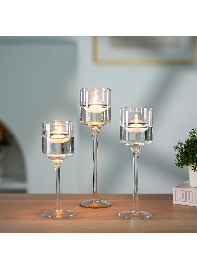 Set Of 3 Elegant Tea Light Glass Candle Holders Wedding Table Centrepiece