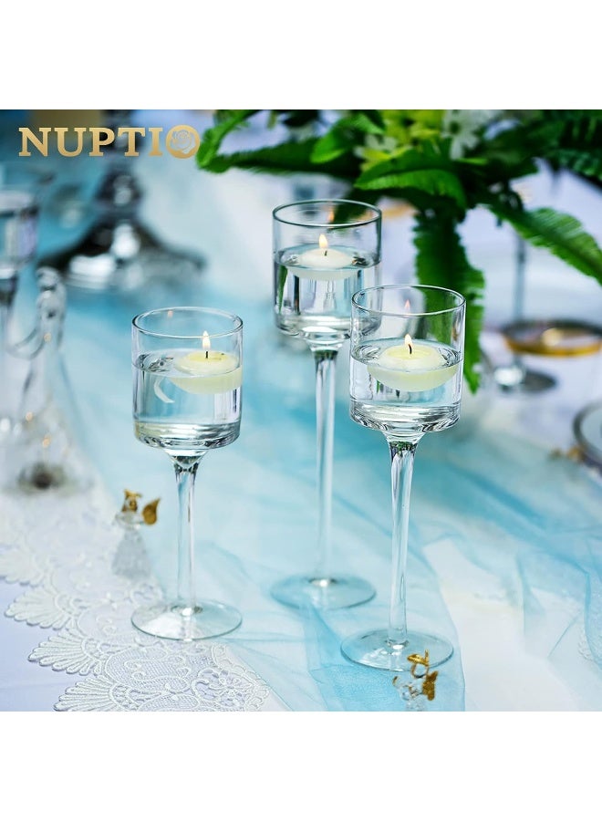 Set Of 3 Elegant Tea Light Glass Candle Holders Wedding Table Centrepiece
