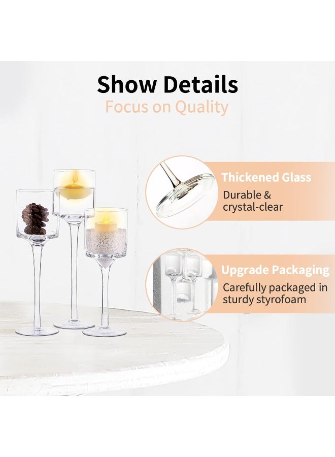 Set Of 3 Elegant Tea Light Glass Candle Holders Wedding Table Centrepiece