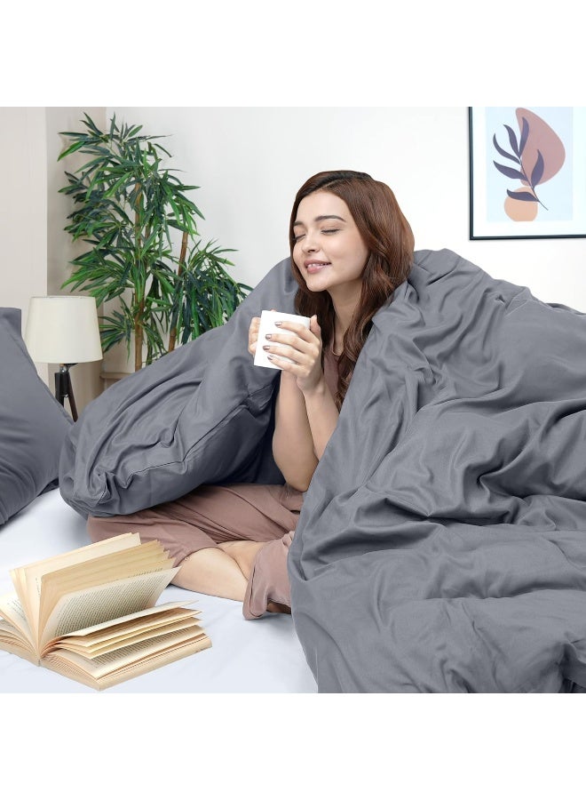 Duvet Cover King Size Set - 1 Duvet Cover With 2 Pillow Shams - 3 Pieces Comforter Cover With Zipper Closure - Ultra Soft Brushed Microfiber, 104 X 90 Inches (King, Grey)