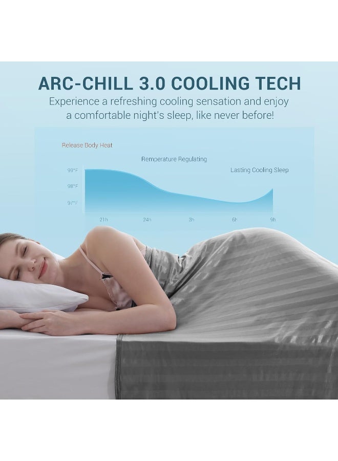 Revolutionary Cooling Blanket King, Absorbs Heat To Keep Body Cool For Night Sweats, Double Sided Arc-Chill 3.0 Cool Fiber Q-Max>0.5, Lightweight Summer Cold Blankets Sleeping 90“ X 108”