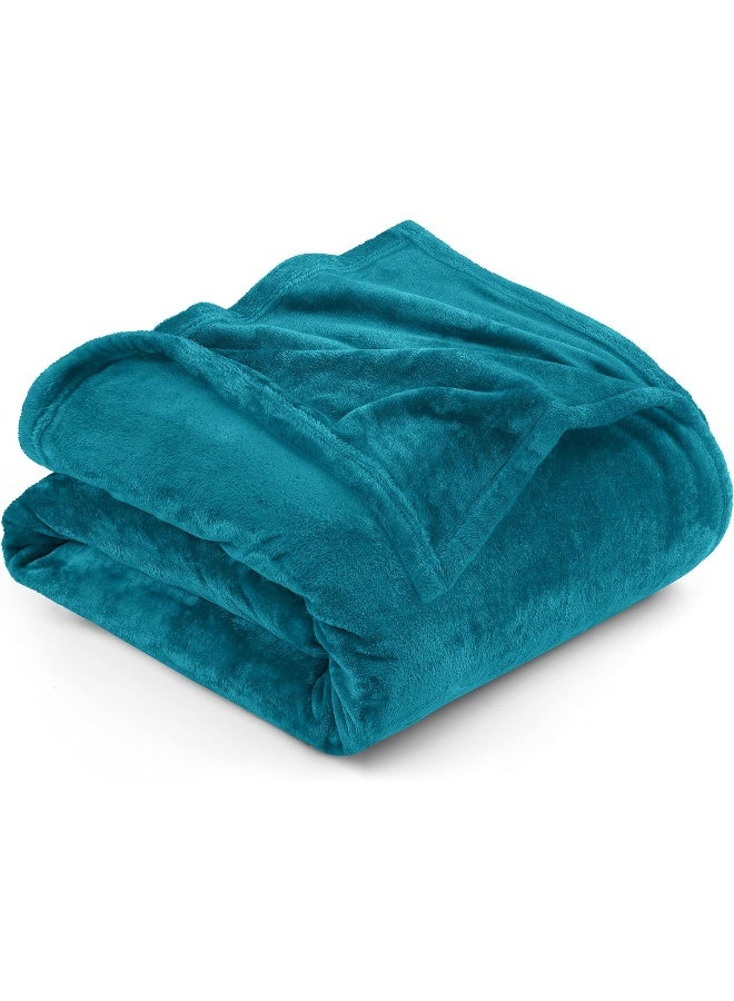 Fleece Blanket Twin Size Turquoise 300Gsm Luxury Bed Blanket Anti-Static Fuzzy Soft Blanket Microfiber (90X66 Inches)