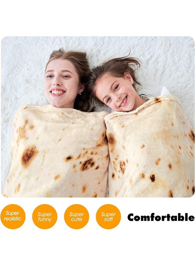 Burritos Tortilla Blanket, Double Sided Giant Flour Tortilla Throw Blanket, Novelty Tortilla Blanket For Your Family, 285 Gsm Soft And Comfortable Flannel Taco Blanket