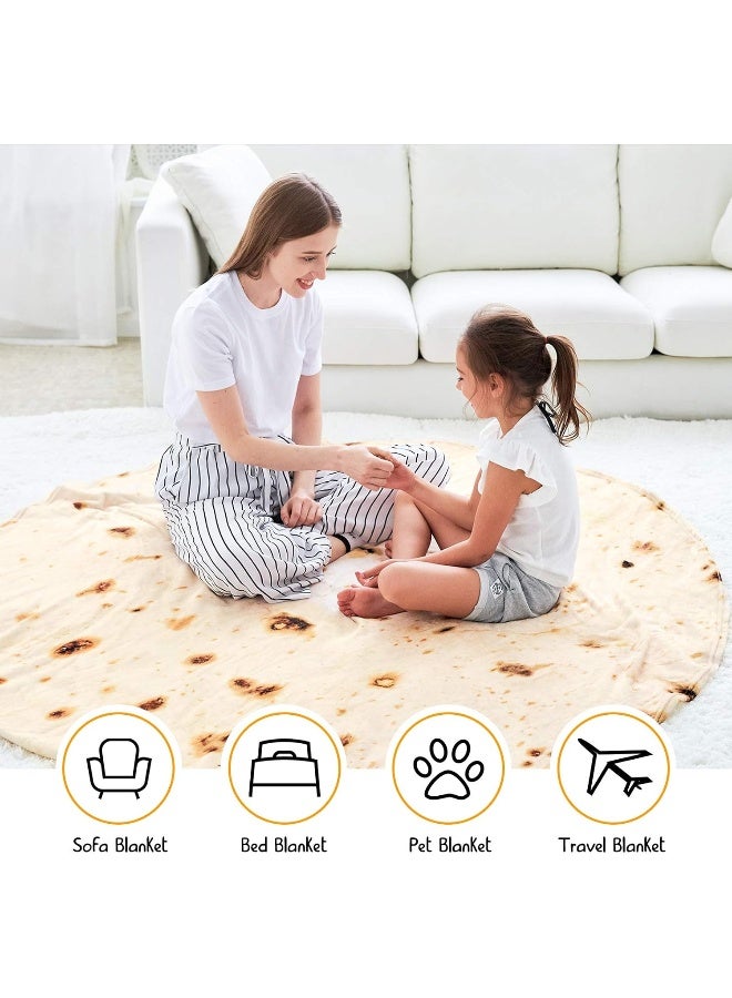Burritos Tortilla Blanket, Double Sided Giant Flour Tortilla Throw Blanket, Novelty Tortilla Blanket For Your Family, 285 Gsm Soft And Comfortable Flannel Taco Blanket