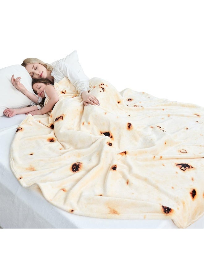 Burritos Tortilla Blanket, Double Sided Giant Flour Tortilla Throw Blanket, Novelty Tortilla Blanket For Your Family, 285 Gsm Soft And Comfortable Flannel Taco Blanket