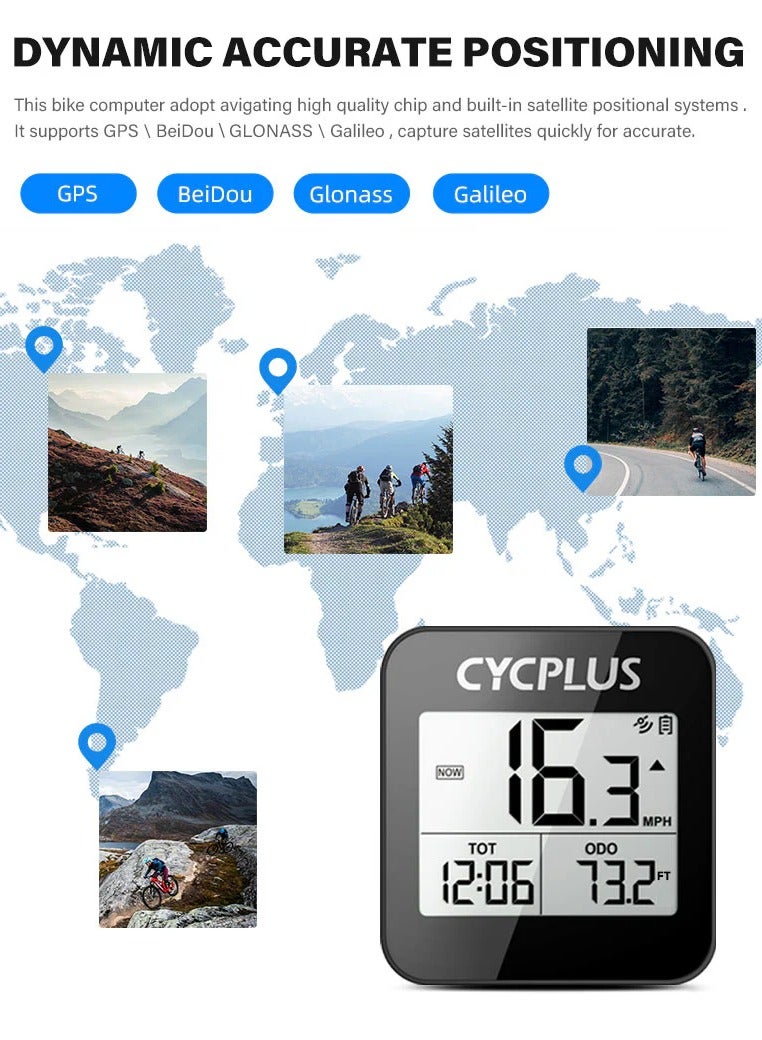 CYCPLUS GPS Bike Computer, Wireless Cycling Computer with Automatic Backlight, Bicycle Speedometer Odometer with Waterproof and Lager Battery