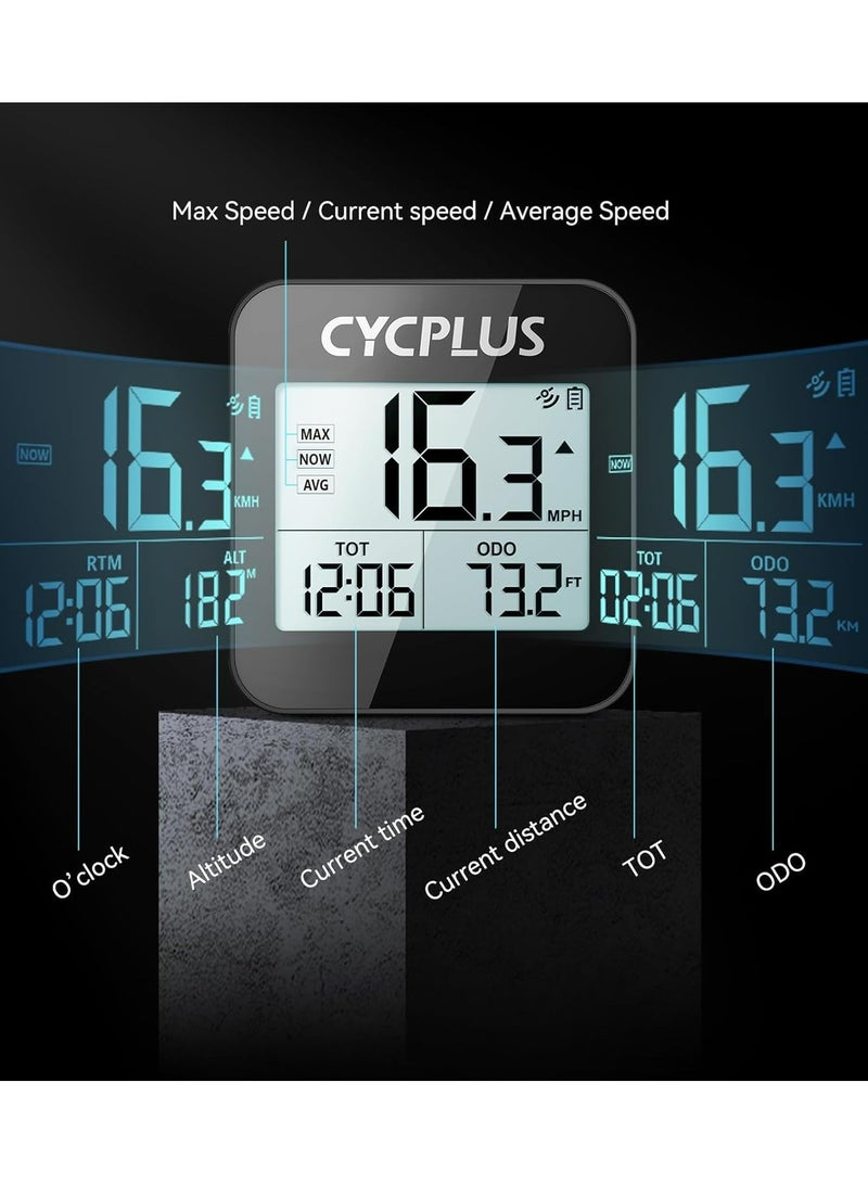 CYCPLUS GPS Bike Computer, Wireless Cycling Computer with Automatic Backlight, Bicycle Speedometer Odometer with Waterproof and Lager Battery