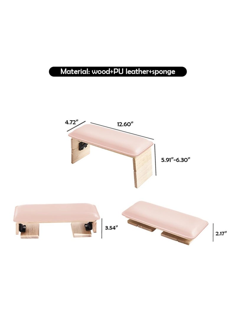 Nail Arm Rest, Folding PU Leather Nail Hand Rest for Manicure, Nail Polish Hand Cushion for Women Girls, Soft Hand Rest for Acrylic Nails/Nail Hand Pillow for Manicure Salon Use, Pink